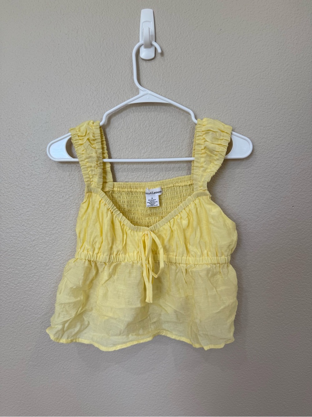 Ruffled Yellow Tank Top with Tie-Front - Ralph Lauren